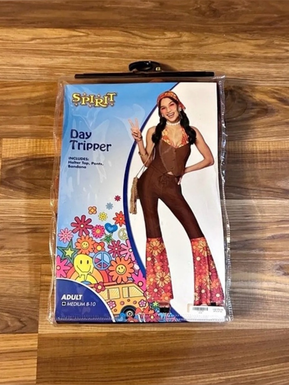 Spirit Brown Floral Bell-Bottom Jumpsuit with Pink & Orange Flower Panels